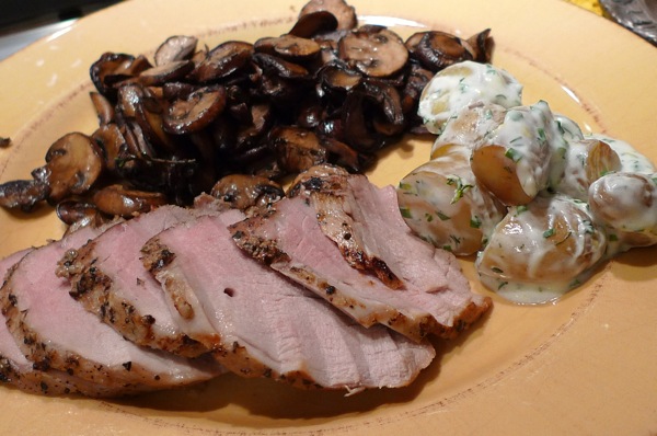 pork-loin-with-roasted-mushrooms-and-sour-cream-and-dill-potatoes