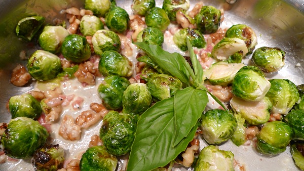 Roasted Brussel Sprouts with Basil Cream