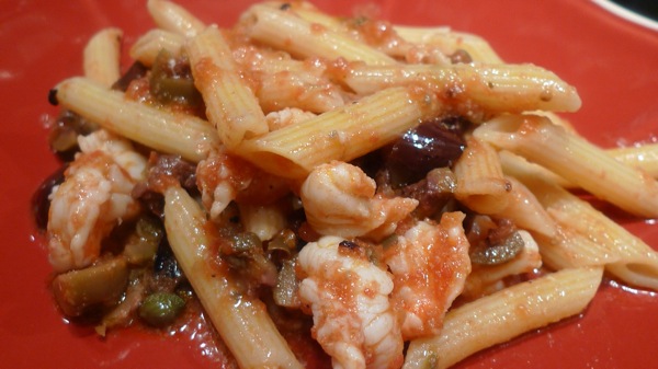 Shrimp Scampi with Pauttanesca Sauce1