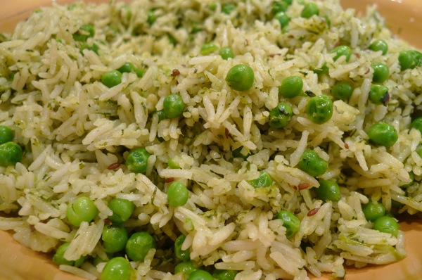 Cilantro and Dill Rice with Green Peas