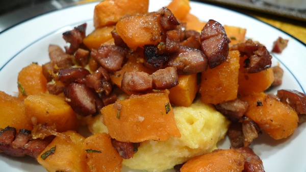 Butternut Squash and Sausage with Polenta